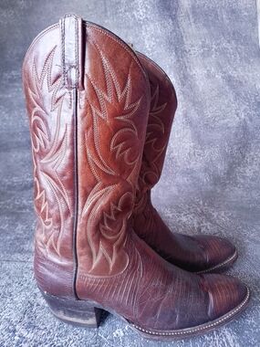 Vintage Dan Post Leather Western Cowboy Boots Brown 8862